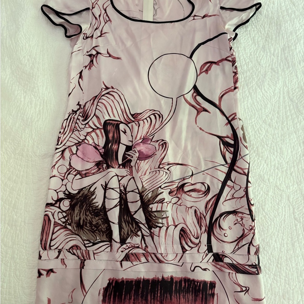 Prada SatinLavender and Black Graphic Dress